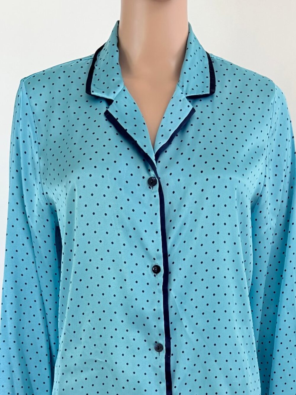 Gilligan & O'Malley Green Satin Polka Dot Pajama Set-Medium-Soft & Comfy